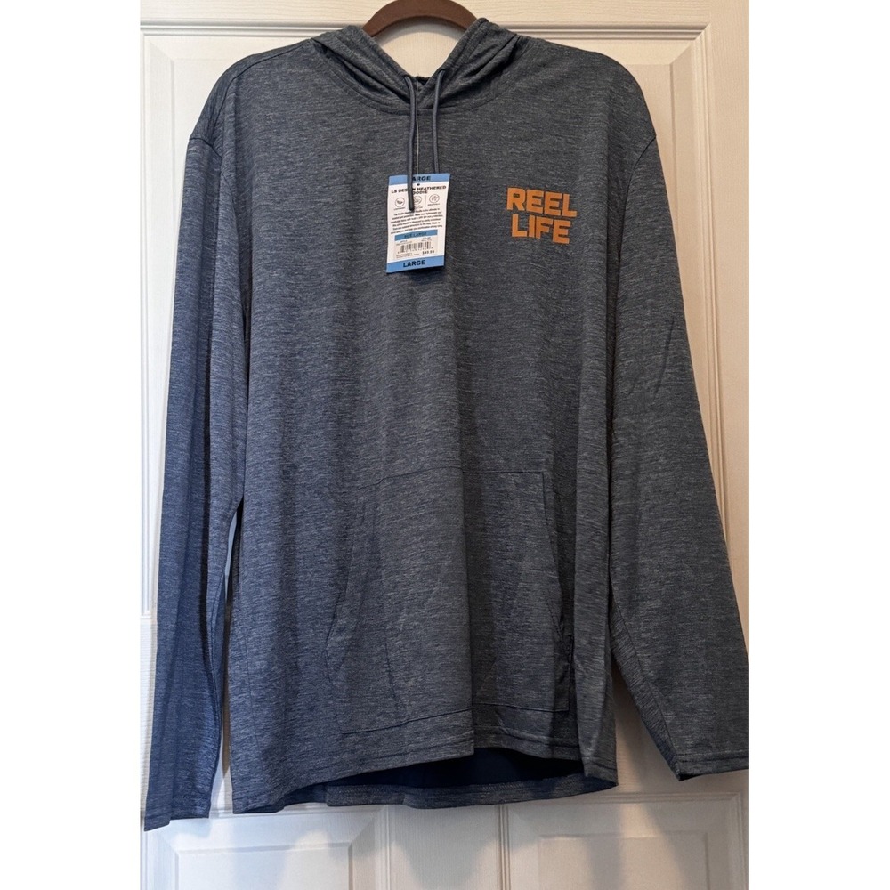 Reel Life Fishing Long Sleeve Paddle Club Destin Pullover Hoodie Shirt Sz L NWT - Picture 2 of 9